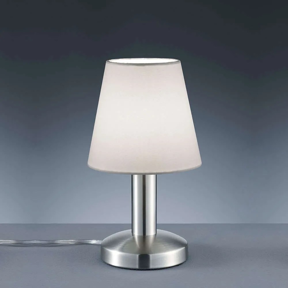 Φωτιστικό Επιτραπέζιο Mats 24x14cm Nickel Mat-White 599600101 Trio Lighting Metal, Fabric
