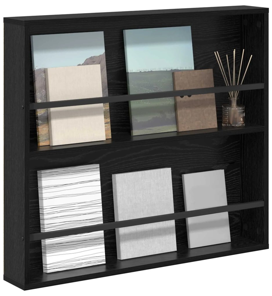 vidaXL Ράφι Περιοδικών Μαύρη Οξυά 80 x 12 x 70 εκ Επεξεργασμένο ξύλο