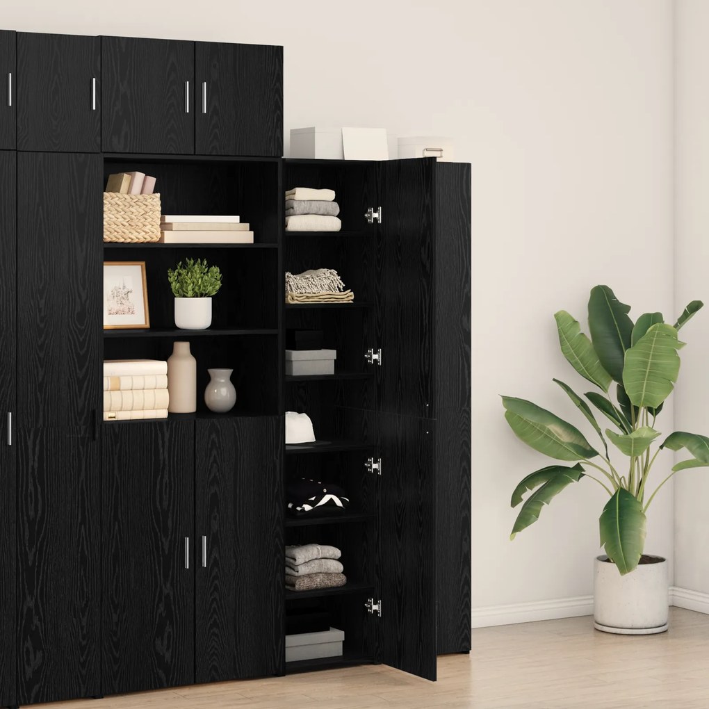 vidaXL Υψηλός μπουφές Μαύρος Δρυός 40x42.5x185 εκ Επεξεργασμένο Ξύλο