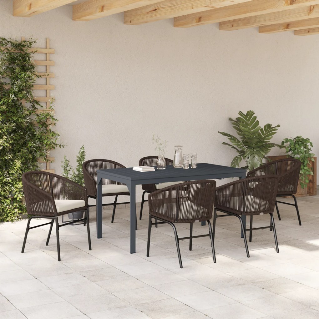 vidaXL Σετ Φαγητού Κήπου 7 pcs Καφέ Μεσαίο Σκελετός Μετάλλου