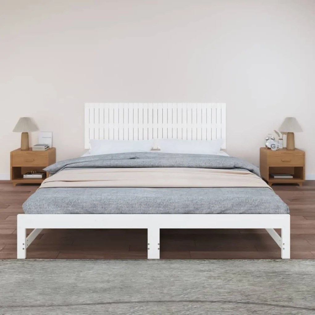 vidaXL Κεφαλάρι Τοίχου Λευκό 185x3x60 εκ. από Μασίφ Ξύλο Πεύκου