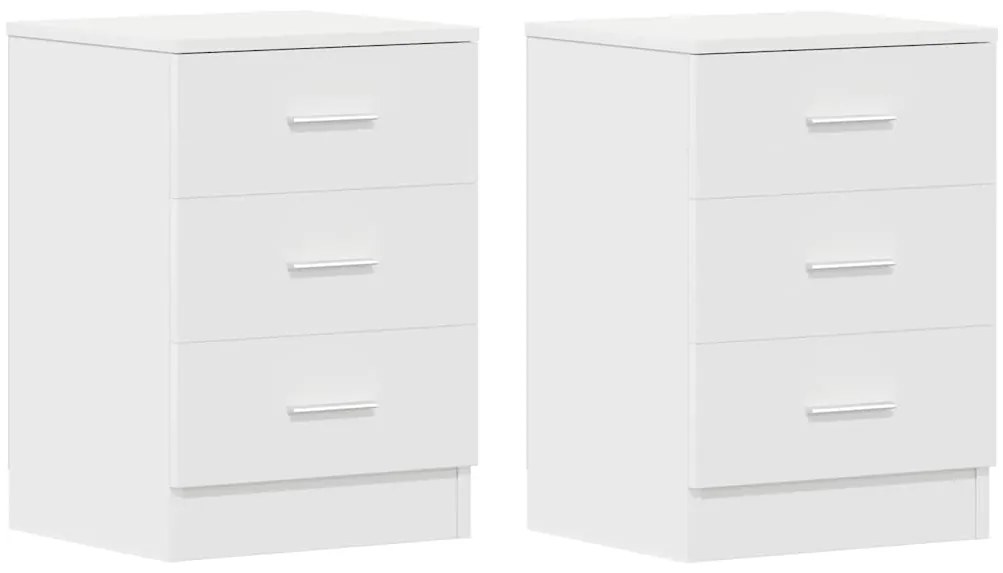 vidaXL Κομοδίνα 2 τεμ. Λευκά 38 x 35 x 56 εκ. από Επεξ. Ξύλο