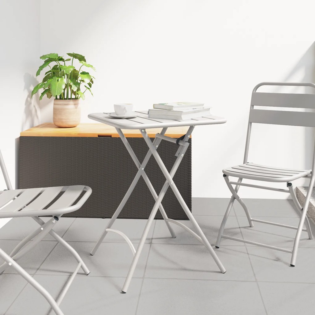 vidaXL Πτυσσόμενο Τραπέζι Κήπου Μπεζ 55x55x73 εκ. Χάλυβας