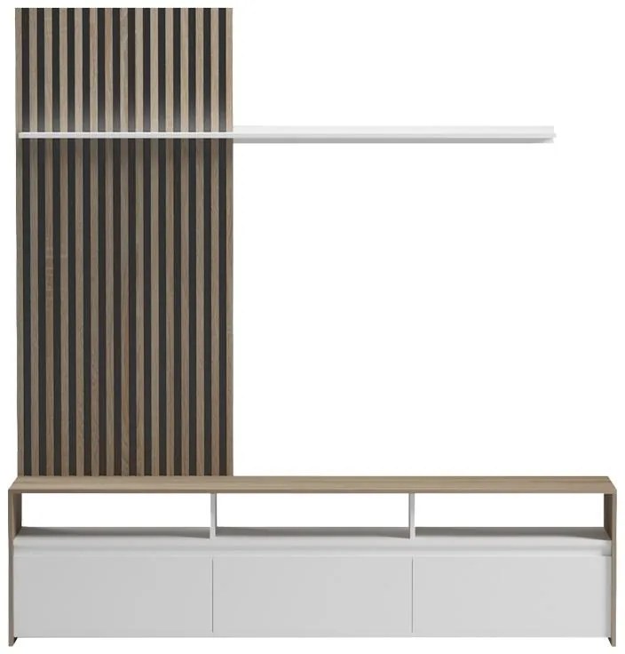 Σύνθετο σαλονιού Delfina σε sonoma με λευκή απόχρωση 190x40x199.5εκ 190x40x199.5 εκ.