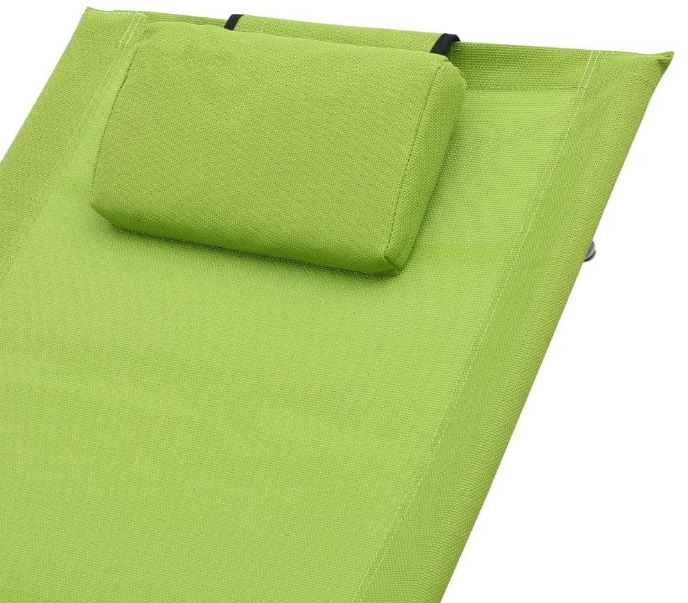 vidaXL Ξαπλώστρα Πράσινη από Textilene με Μαξιλάρι