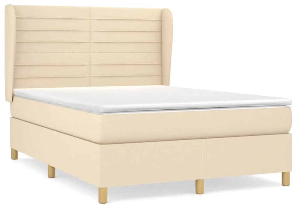 ΚΡΕΒΑΤΙ BOXSPRING ΜΕ ΣΤΡΩΜΑ ΚΡΕΜ 140X190 ΕΚ. ΥΦΑΣΜΑΤΙΝΟ 3128602