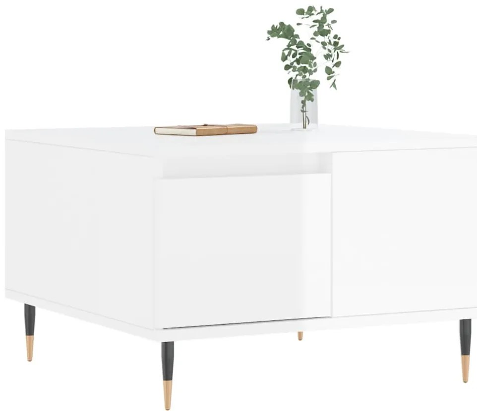vidaXL Τραπεζάκι Σαλονιού Γυαλ. Λευκό 55x55x36,5 εκ. Επεξεργ. Ξύλο