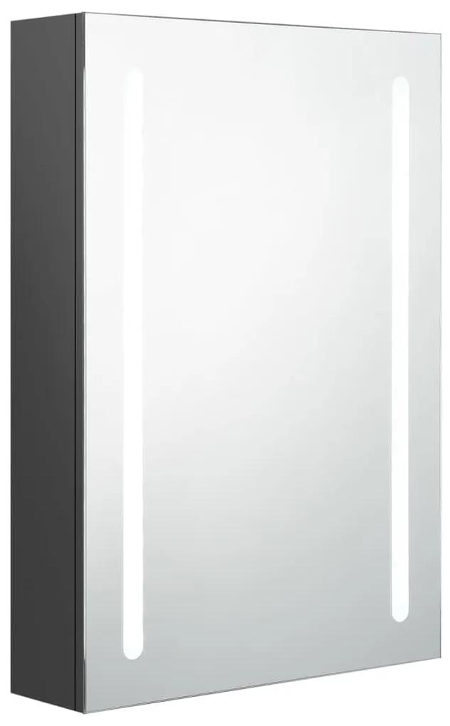 vidaXL Καθρέφτης Μπάνιου με Ντουλάπι & Φωτισμό LED Γκρι 50x13x70 εκ.