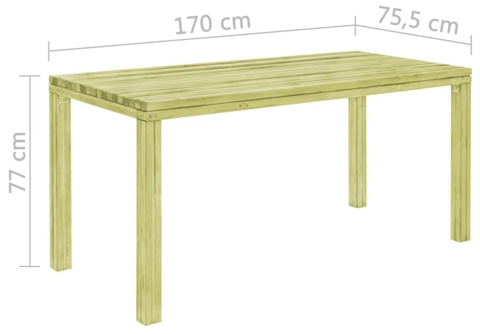 vidaXL Τραπεζαρία Κήπου 170 x 75,5 x 77 εκ. Εμποτισμένο Ξύλο Πεύκου