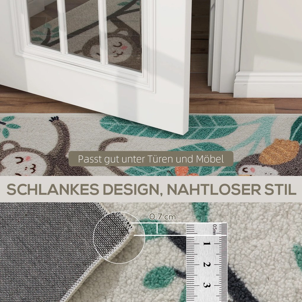 HOMCOM Χαλάκι από Φλις με Σχέδιο Ζούγκλας, Εύκολο στη Φροντίδα, Κρεμ Λευκό+Πολύχρωμο