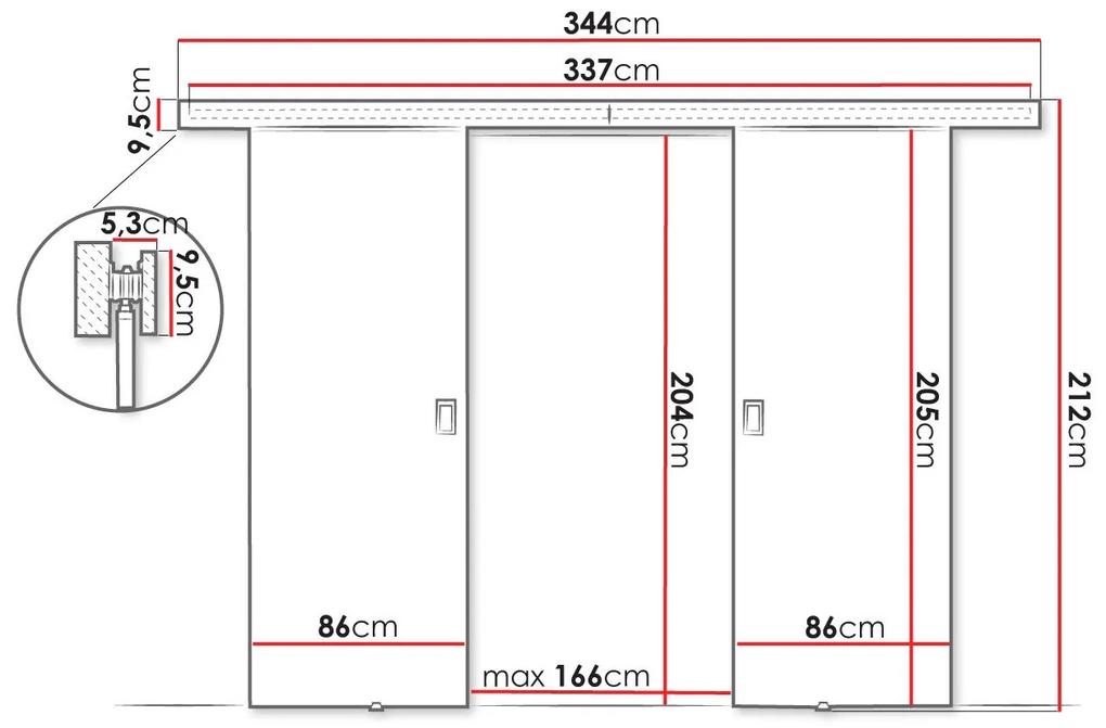 Συρόμενες πόρτες Dover 200, 46 kg, Σκούρα φλαμουριά, Πλαστικοποιημένη μοριοσανίδα, Καφέ, Αλουμίνιο | Epipla1.gr