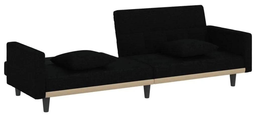 Καναπές Κρεβάτι Μαύρος Υφασμάτινος με Μαξιλάρια - Μαύρο