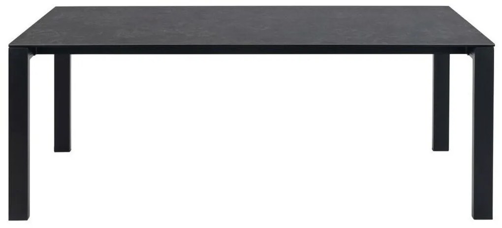 Τραπέζι Oakland 788, Μαύρο, Μαύρο ματ, 75x90x200cm, 78 kg, Γυαλί, Κεραμικός, Μέταλλο | Epipla1.gr