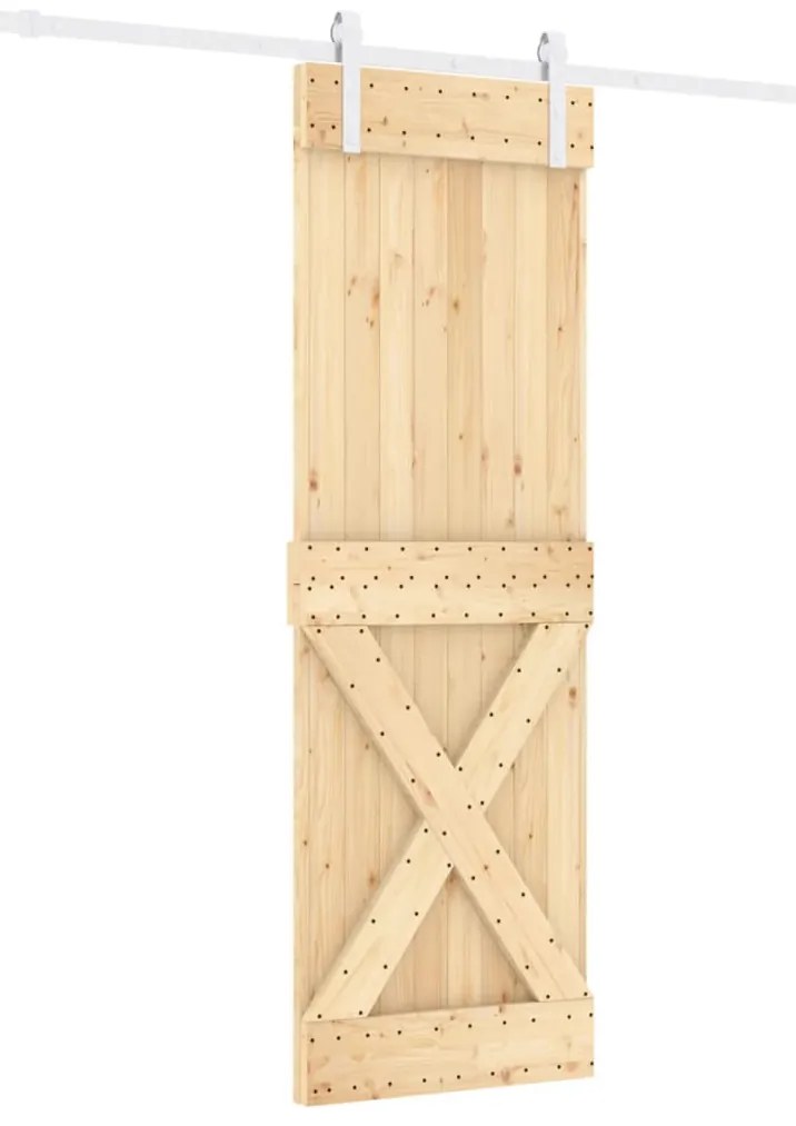 vidaXL Συρόμενη Μεσόπορτα με Μηχανισμό 70 x 210 εκ. Μασίφ Ξύλο Πεύκου