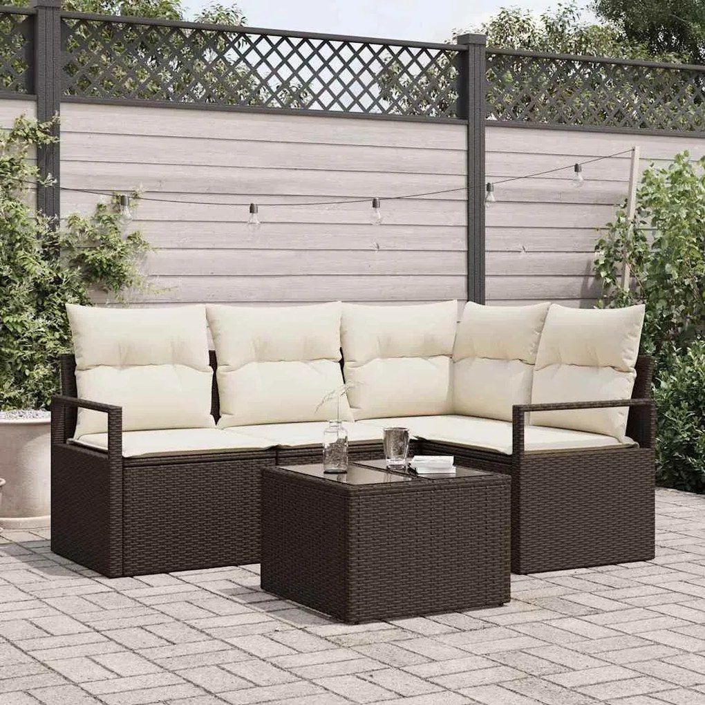 vidaXL Σετ Καναπέ Κήπου 5 pcs Καφέ Πολυ ράταν