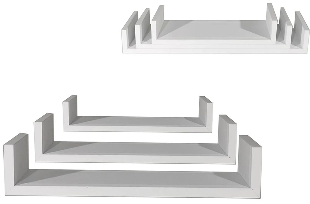 Ράφια Τοίχου Λευκό MDF 60x15.5x8cm 50x15.5x8cm 40x15.5x8cm 3Τμχ-06512708