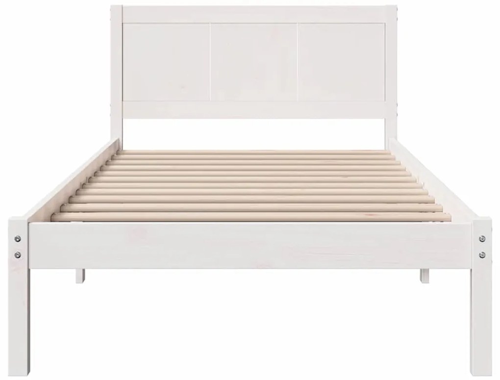vidaXL Σκελετός Κρεβατιού Λευκό 90 x 190 cm Μασίφ ξύλο πεύκου