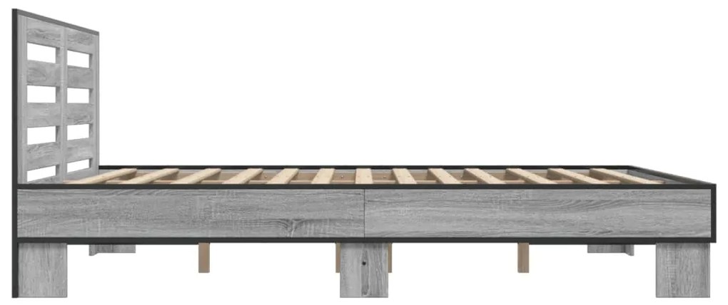 vidaXL Πλαίσιο Κρεβατιού Γκρι Sonoma 150x200 εκ. Επεξ. Ξύλο &amp; Μέταλλο