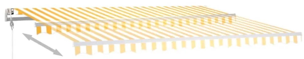 vidaXL Τέντα Αυτόματη με LED & Αισθ. Ανέμου Κίτρινο/Λευκό 400x350 εκ.