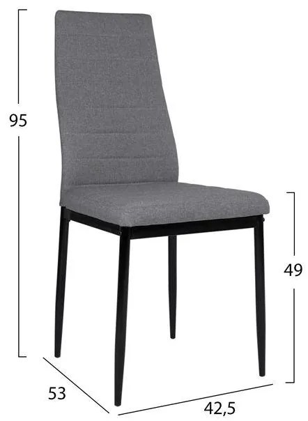 Σετ τραπεζαρίας C11071 5τμχ με Τραπέζι Μαύρο Φ90x74εκ. & Καρέκλες LADY Γκρί