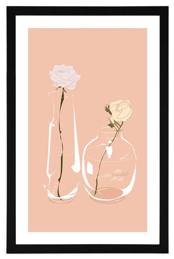 Αφίσα με παρπαστού Μινιμαλιστικά λουλούδι στο βάζο - 30x45 white