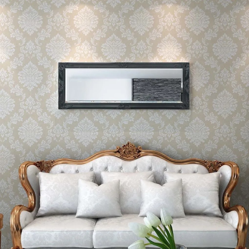 vidaXL Καθρέφτης Τοίχου με Μπαρόκ Στιλ Μαύρος 140 x 50 εκ.