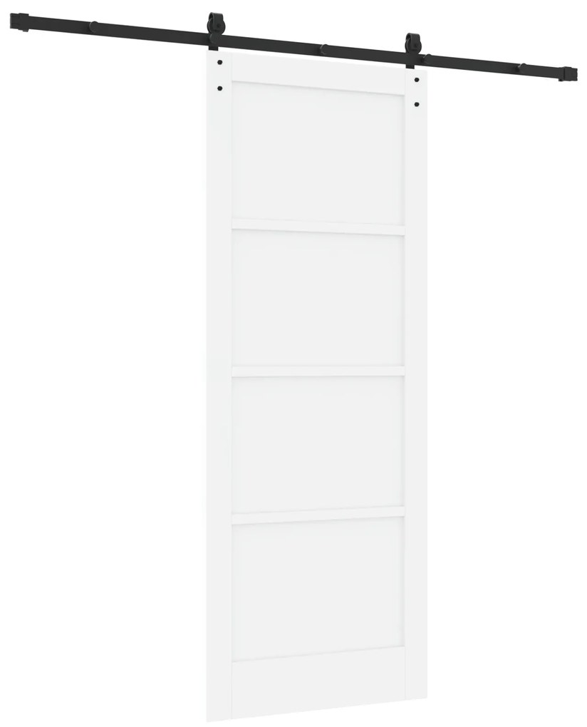 vidaXL Συρόμενη Θύρα με Σετ Υλικών Λευκή 83x211 cm Συμπαγές Ξύλο Πεύκου