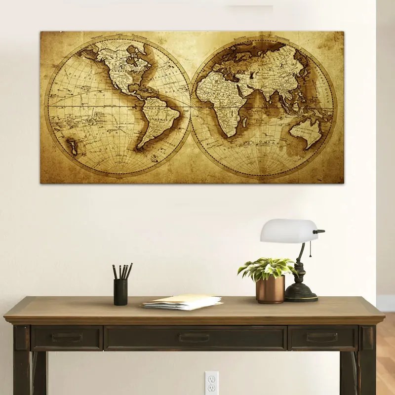 Πίνακας σε καμβά Ancient World Map Megapap ψηφιακής εκτύπωσης 120x60x3εκ. - GP033-0136