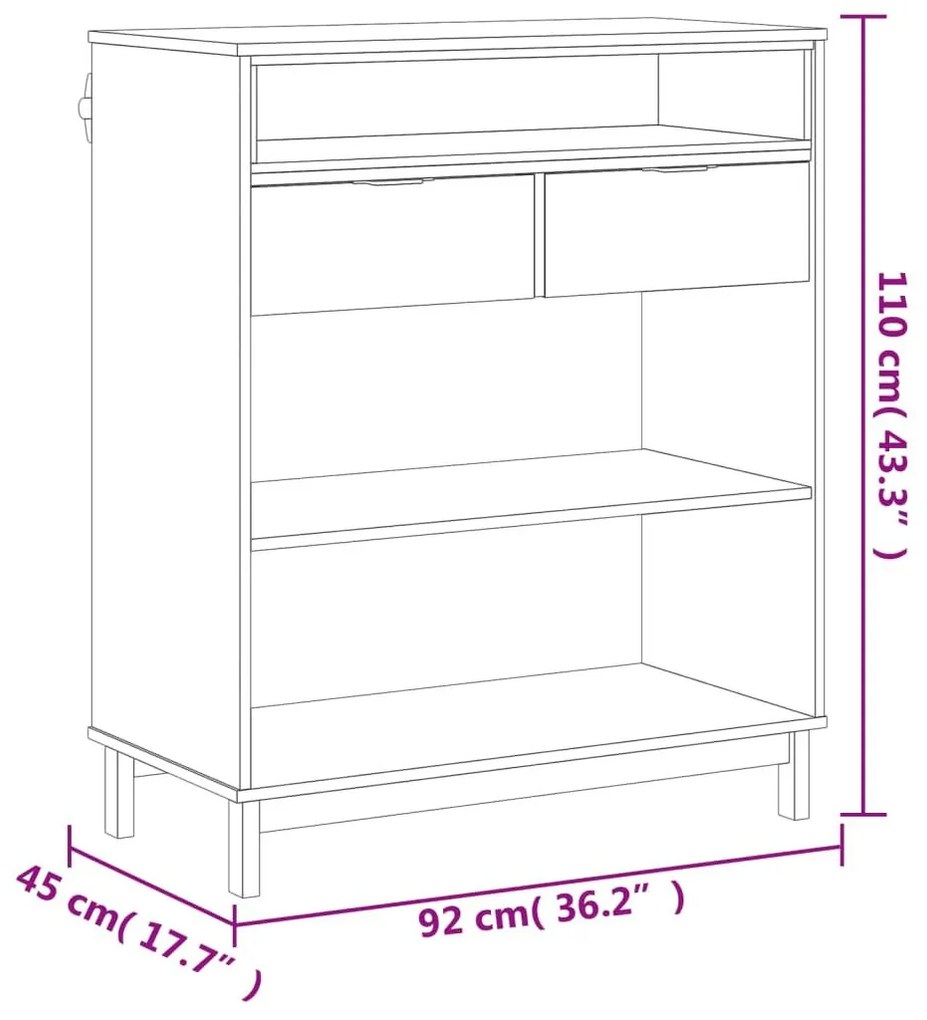 Τραπέζι Μπαρ FLAM 92 x 45 x 110 εκ. από Μασίφ Ξύλο Πεύκου - Καφέ