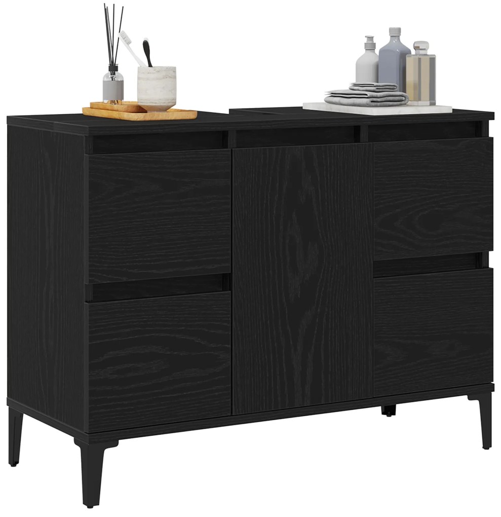 vidaXL Ντουλάπι Νιπτήρος σε Μαύρη Βελανιδιά, 80x33x60 εκ, Επεξεργασμένο Ξύλο