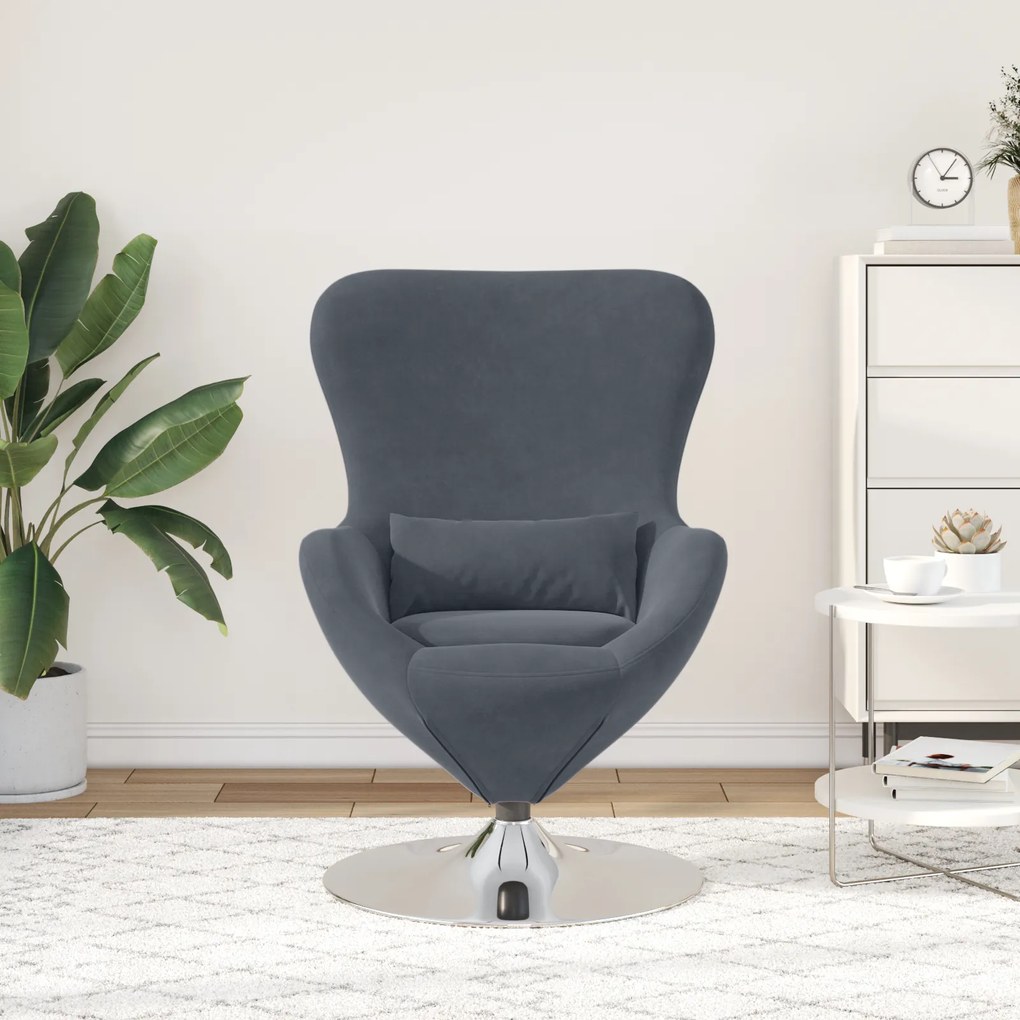 vidaXL Πολυθρόνα Αυγού Dark Grey Velvet