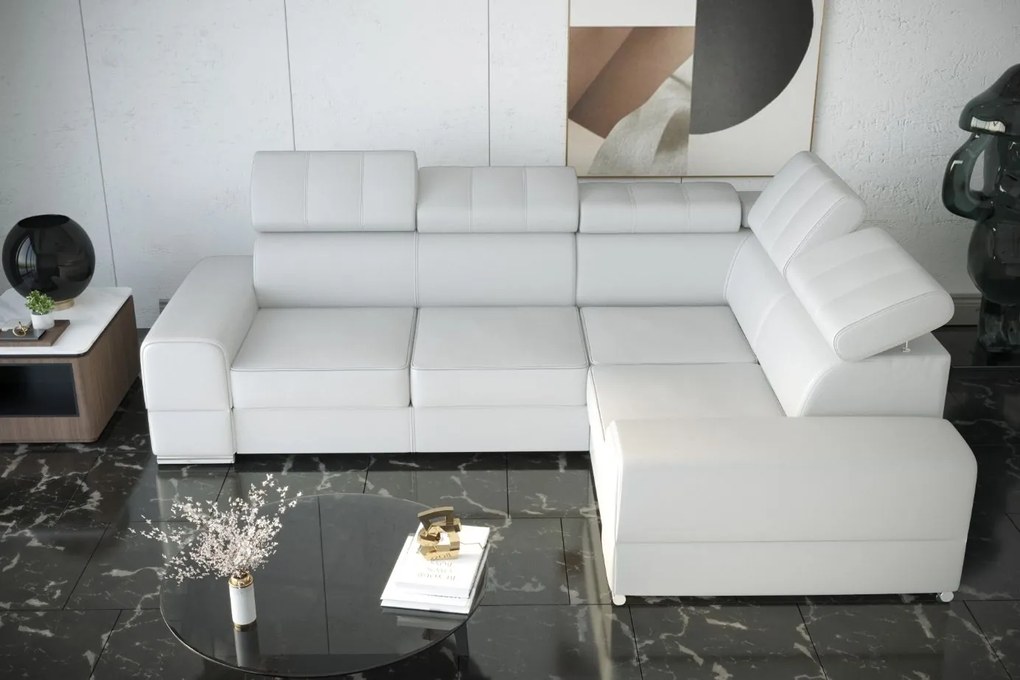 Γωνιακός καναπές Fred II Eco LTHR-Leuko-Δεξιά