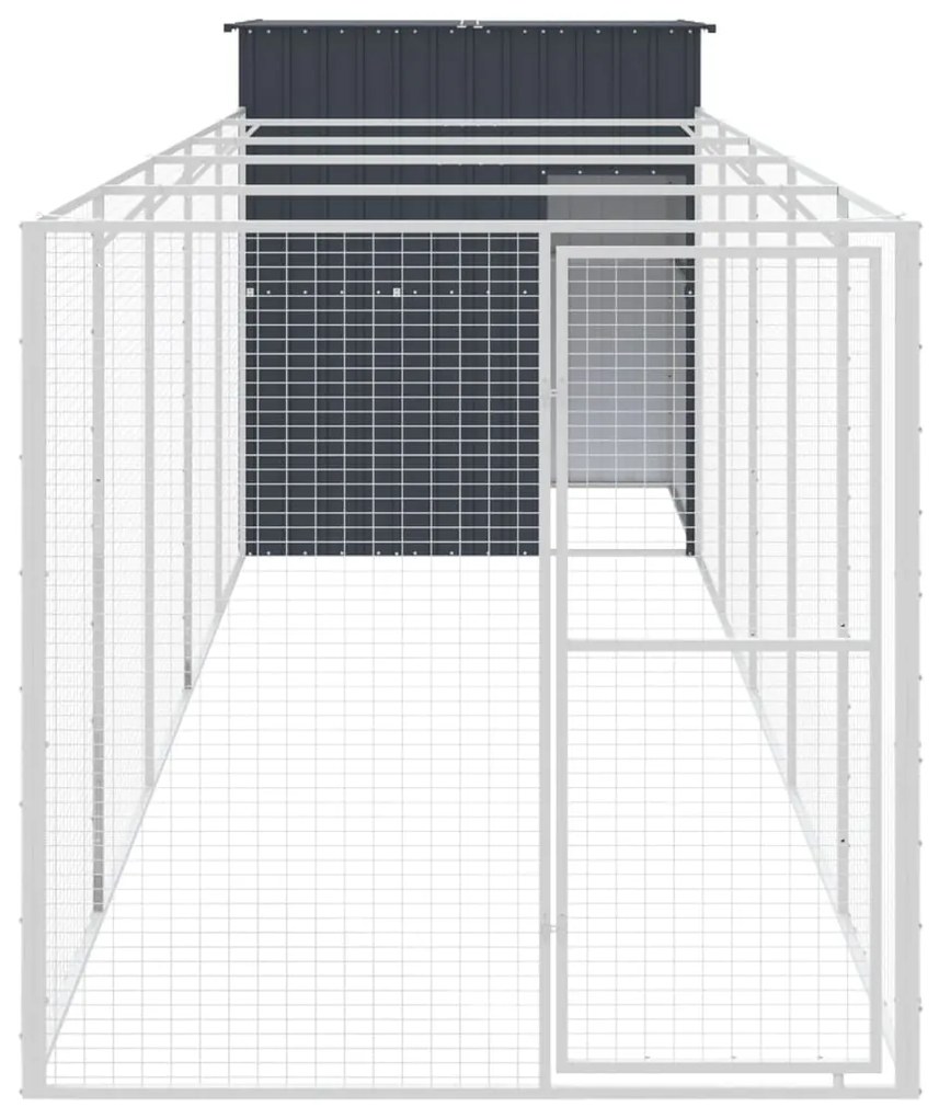 vidaXL Σπιτάκι Σκύλου με Αυλή Ανθρακί 165x659x181 εκ. Γαλβαν. Χάλυβας