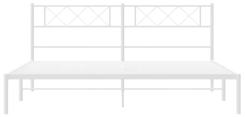 Πλαίσιο Κρεβατιού με Κεφαλάρι Λευκό 200 x 200 εκ. Μεταλλικό - Λευκό