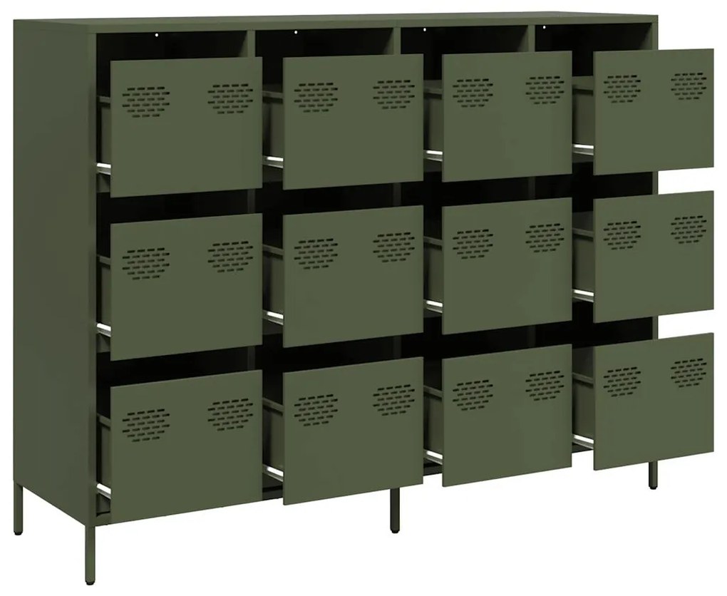 vidaXL Sideboard Olive Green 135x39x103,5 cm Ατσάλι ψυχρής έλασης