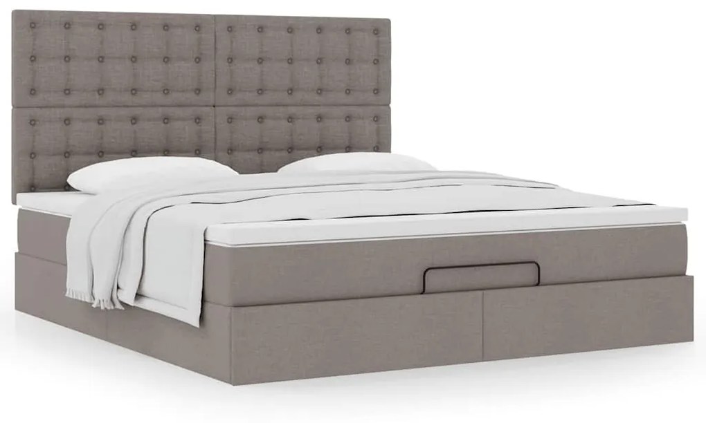 vidaXL Οθωμανικό κρεβάτι με στρώμα Taupe 180x200cm ύφασμα