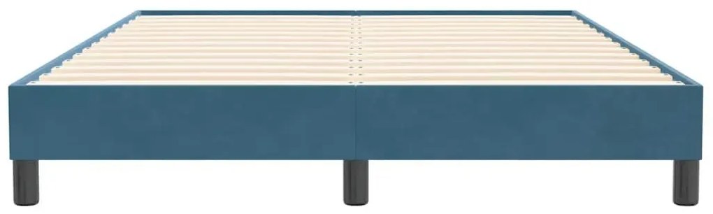 Box Spring Κρεβάτι χωρίς στρώμα Σκούρο μπλε Βελούδινο - Μπλε