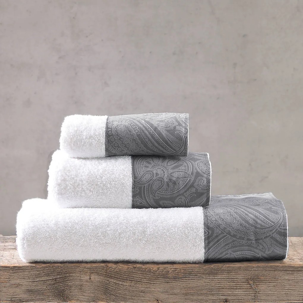Πετσέτες Μπάνιου (Σετ 3τμχ) Rythmos Charisma Grey 500gsm Γκρι,Λευκό ΣΥΣΚΕΥΑΣΙΑ ΚΟΥΤΙ