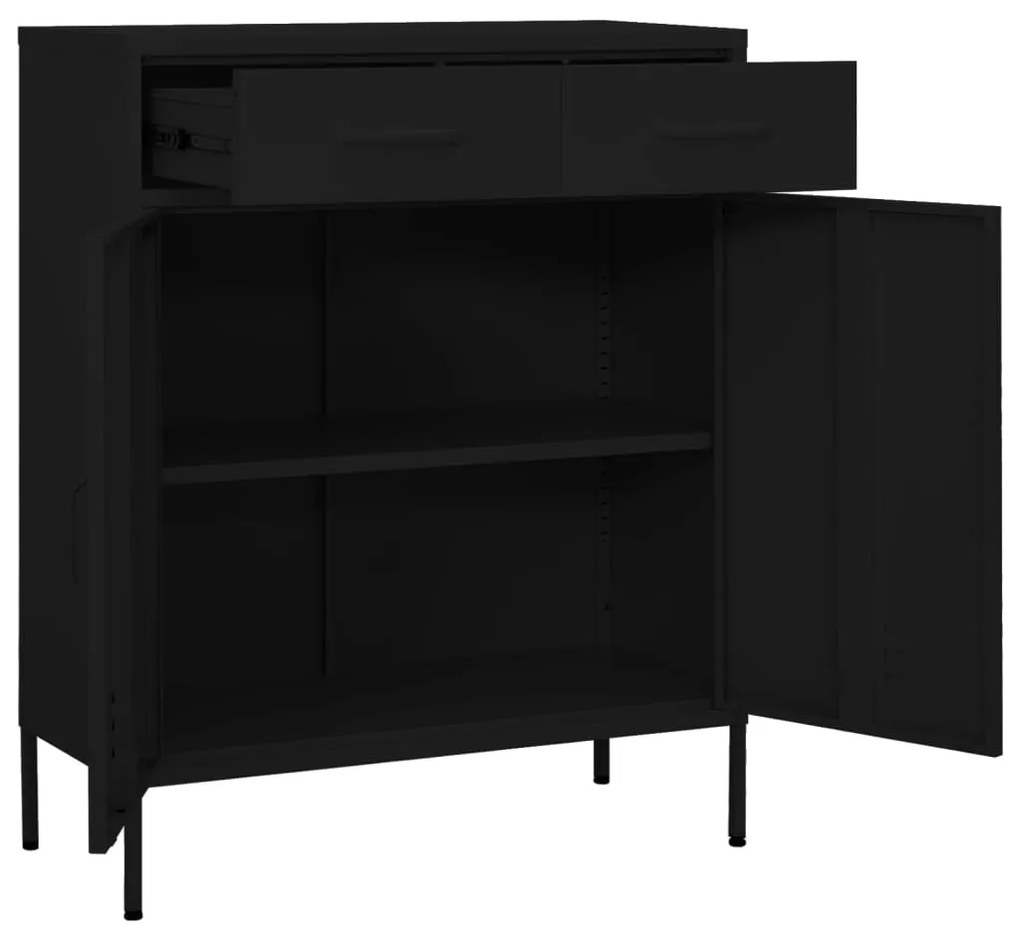 vidaXL Ντουλάπι Αποθήκευσης Μαύρο 80 x 35 x 101,5 εκ. από Ατσάλι