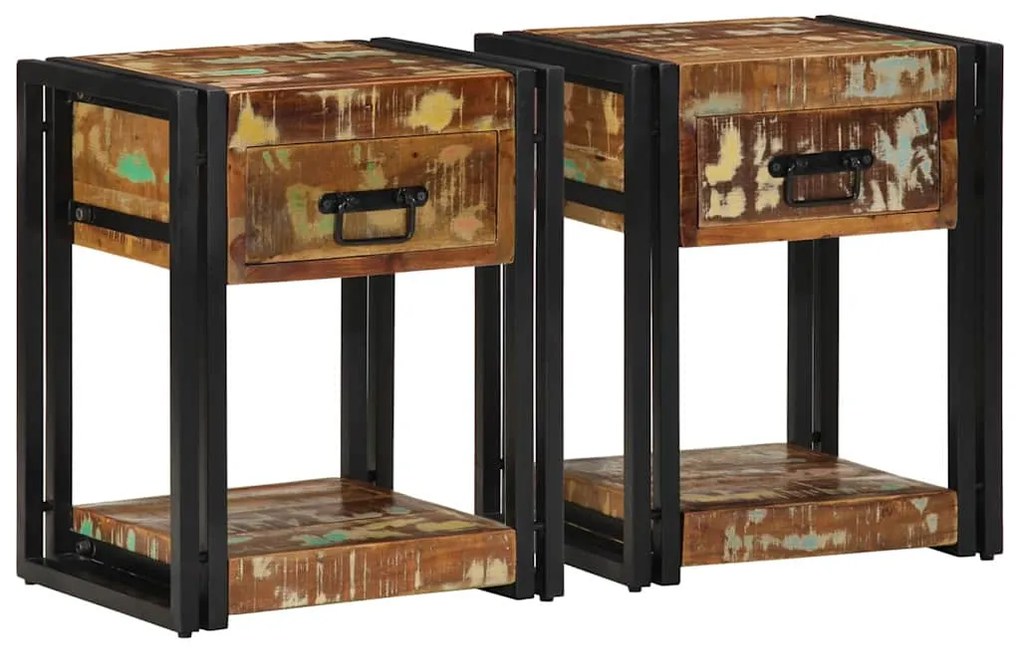 vidaXL Κομοδίνο 2 pcs 40 x 35 x 50 εκ. Μασίφ ανακυκλωμένο ξύλο