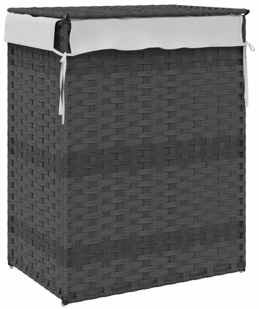vidaXL Καλάθι Πλυντηρίου με Καπάκι Γκρι 46x33x60 εκ. Συνθετικό Ρατάν