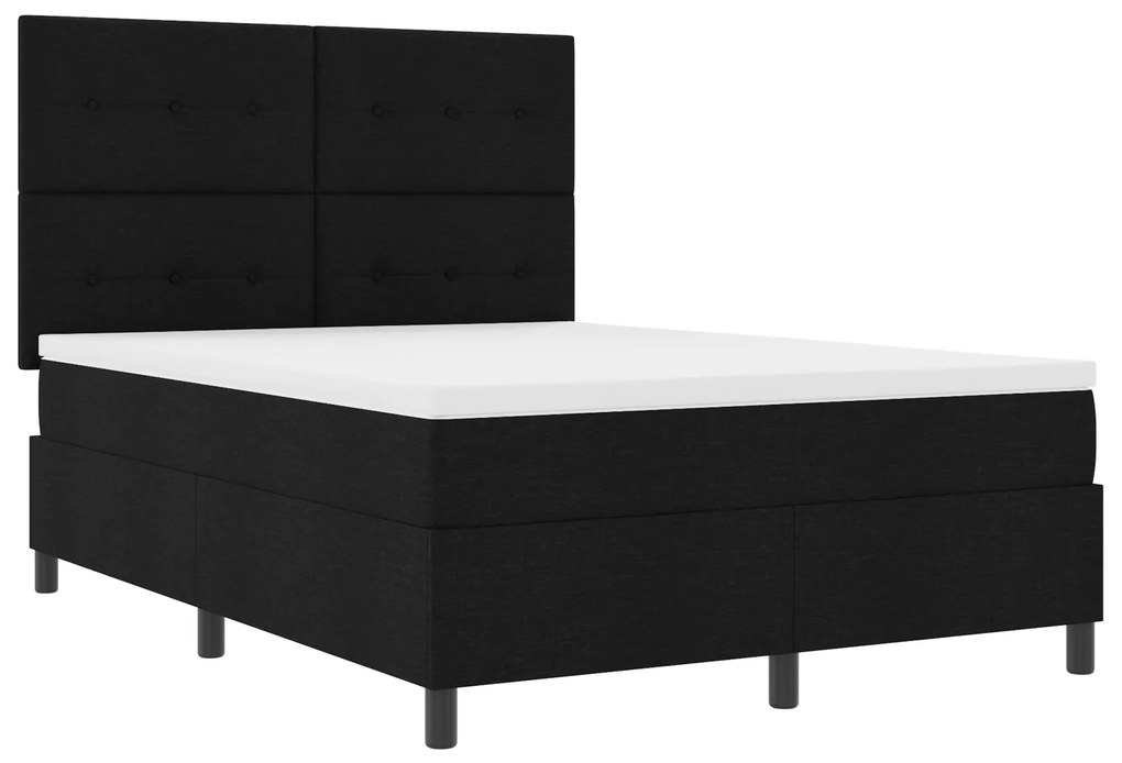 vidaXL Κρεβάτι με ελατήριο Μαύρο 140x200 εκατοστά Ύφασμα