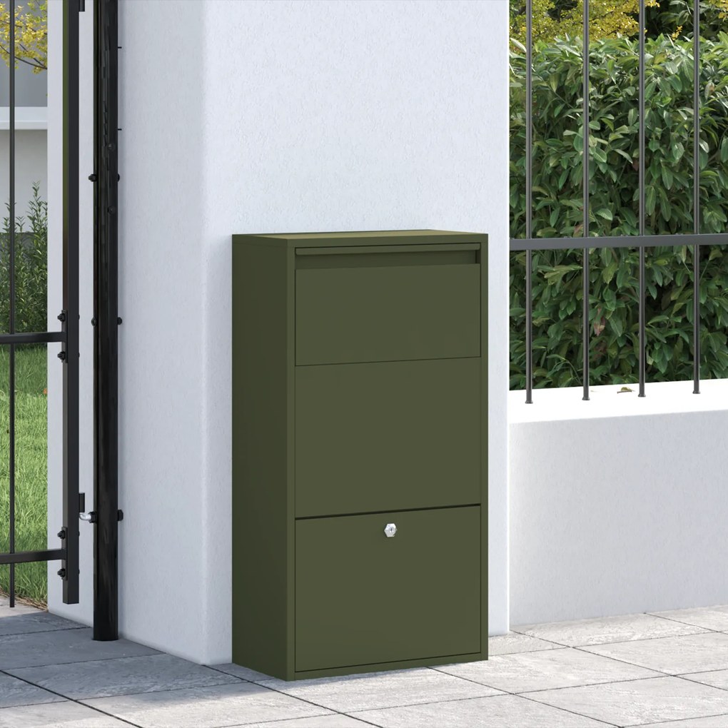 vidaXL Γραμματοκιβώτιο Πακέτων Ελιά 44x22x82 εκ. Χάλυβας