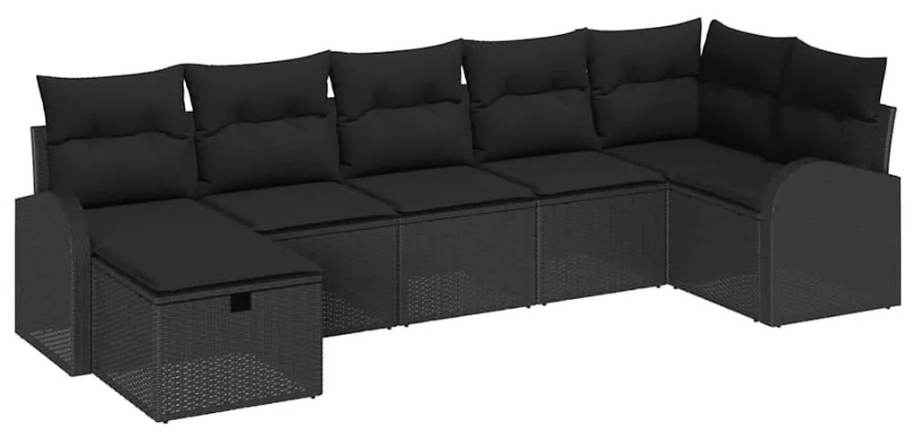 vidaXL Σετ Καναπέ Κήπου 7 pcs Μαύρο 289 x 124 x 85 εκ. Πολυ ράταν
