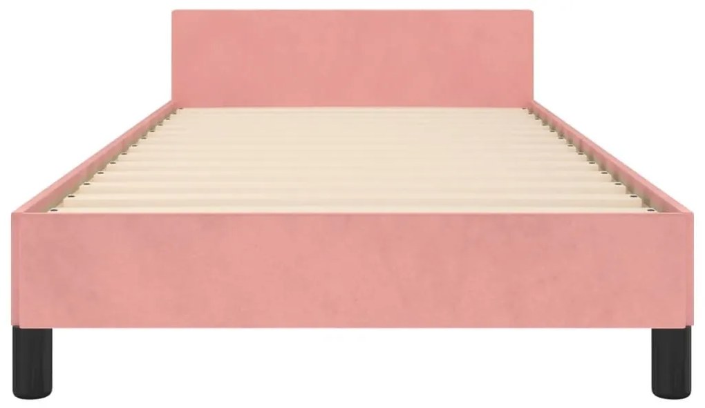 Πλαίσιο Κρεβατιού με Κεφαλάρι Ροζ 90x190 εκ. Βελούδινο - Ροζ