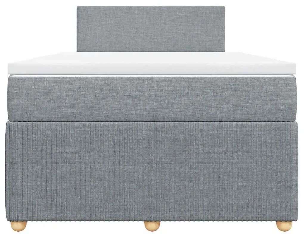 vidaXL Κρεβάτι Boxspring με Στρώμα Ανοιχτό Γκρι 120x190 εκ. Υφασμάτινο