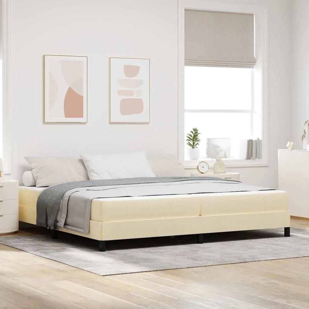 vidaXL Κρεβάτι με ελατήρια με στρώμα Κρεμ 200 x 200 cm ύφασμα