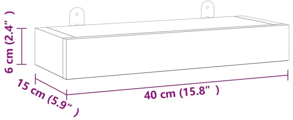 Ράφια Τοίχου 2 τεμ. 40 x 15 x 6 εκ. από Μασίφ Ξύλο Teak - Καφέ