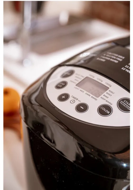 Mesko MS 6022 αρτοπαρασκευαστής, 1/1,5 kg, 850 W, 15 προγράμματα, οθόνη LCD, διπλός αναδευτήρας, κινητό καλάθι, Μαύρο