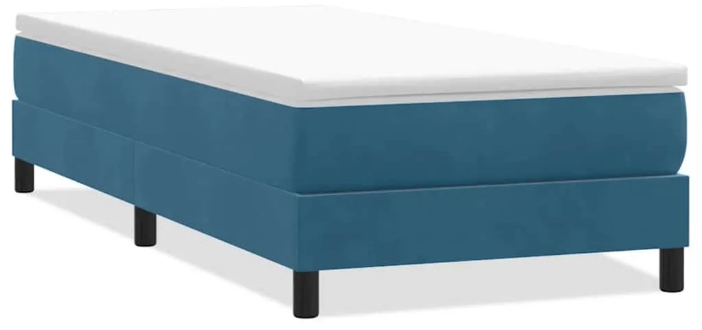 BOX SPRING ΚΡΕΒΑΤΙ ΧΩΡΙΣ ΣΤΡΩΜΑ ΣΚΟΥΡΟ ΜΠΛΕ ΒΕΛΟΥΔΙΝΟ 3315811